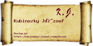 Kubinszky József névjegykártya